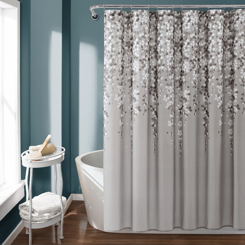 Lush Decor Weeping Flower Shower Curtain - Gray Sz 72x72 NEW